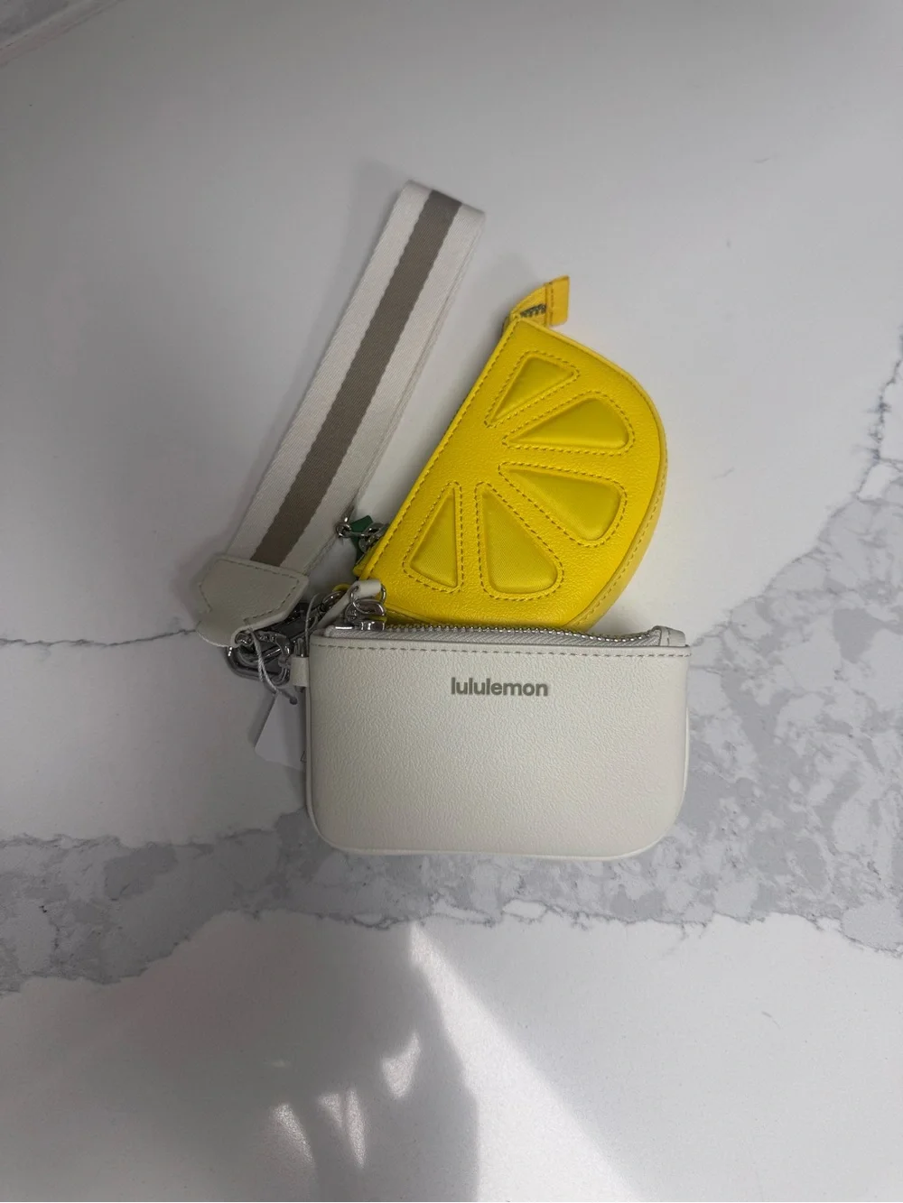 lululemon athletica White Mini Crossbody with Yellow Lemon Coin Pouch